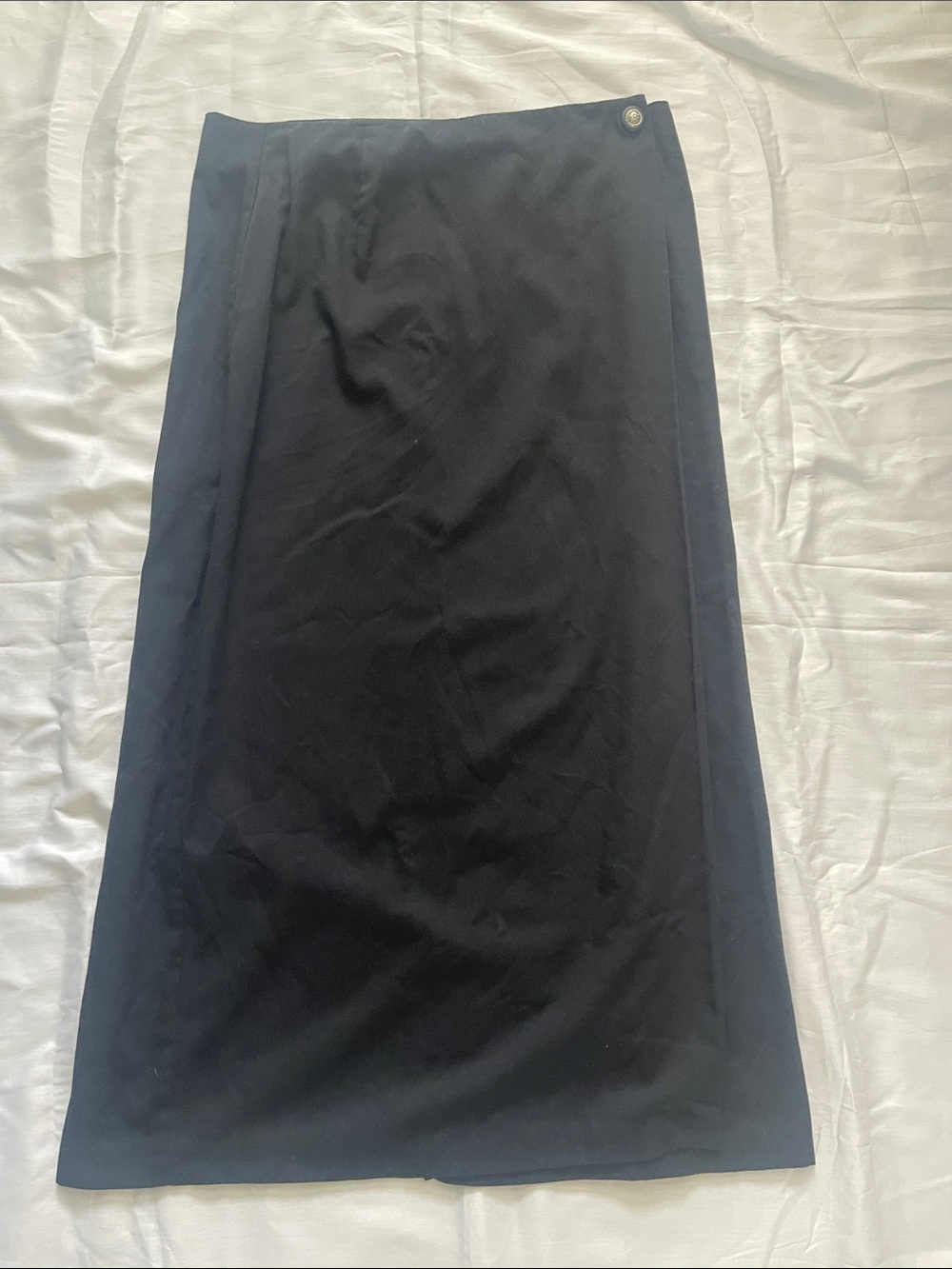 Women's Black wrap Maxi Skirt with Side Button Detail